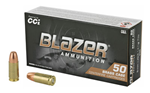 Blazer Ammuniti BLAZER BRASS CCI 5203 Blazer Brass 9mm Luger 147 GR Full Metal Jacket 50 Bx/ 20 Cs
