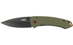 Columbia River TUNA CRKT 2520 Tuna  3.22" Folding Plain Stonewashed 8Cr14MoV SS Blade Black/Green G1