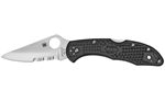 DELICA4 Spyderco C11PSBK Delica 4  2.88" Folding Drop Point Part Serrated VG-10 SS Blade
