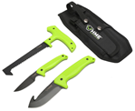 Gsm Outdoors 101246 HME KN3PFK 3-Piece Field Kit Fixed 420HC Stainless Steel Black Oxide Thermoplast