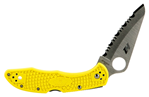 103653 Spyderco C88SYL2 Salt 2  3" Folding Clip Point Serrated H1 Steel Blade Yellow Bi