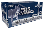 Fiocchi Ammunit 104018 Fiocchi 223HVC50 Field Dynamics  223 Rem 55 gr V-Max 50 Bx/ 20 Cs