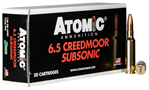 Atomic Ammuniti 109995 Atomic 00476 Rifle Subsonic 6.5 Creedmoor 130 gr Sierra MatchKing Hollow Point B