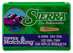 Sierra Bullets 110780 Sierra 7407 Tipped MatchKing  6.5 Creedmoor .264 107 gr Tipped MatchKing 100 Per