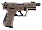Walther Arms 5120753 P22 Q 22 LR 3.42" 10+1 Flat Dark Earth Cerakote Black Inter