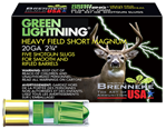 Brenneke Usa 112800 Brenneke SL202HFSGL Green Lightning  20 Gauge 2.75" Slug 1 oz 5 Bx/ 50 Cs