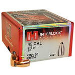 Hornady Mfg Co 119075 Hornady 45204 InterLock  45 Cal .452 245 gr Spire Point (SP) 50 Per Box