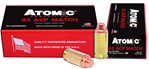 Atomic Ammuniti 120167 Atomic 448 Match  45 ACP 185 gr Semi Wadcutter (SWC) 50 Bx/ 10 Cs
