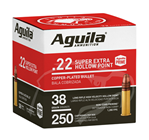 Aguila 125927 AGUILA HIGH-VEL 22LR 38GR PLATED HP 1280FPS 250RD 8BX/CS