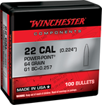 Winchester Ammu 133797 Winchester Ammo  Centerfire Rifle Reloading 223 Rem .224 64 gr Power-Point (PP)