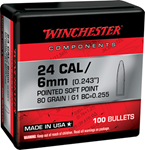 Winchester Ammu 133798 Winchester Ammo  Centerfire Rifle Reloading 243 Win .243 80 gr Pointed Soft Poin