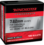 Winchester Ammu 133801 Winchester Ammo  Centerfire Rifle Reloading 7.62mm .310 123 gr Power-Point (PP)