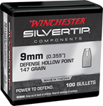 Winchester Ammu 133822 Winchester Ammo  Centerfire Handgun Reloading 9mm .355 147 gr Silvertip Hollow P