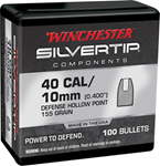 Winchester Ammu 133854 Winchester Ammo  Centerfire Handgun Reloading 40 S&W .400 155 gr Silvertip Hollo
