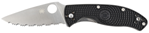 134251 Spyderco C122SBK Tenacious Lightweight 3.39" Folding Drop Point Serrated 8Cr13Mo