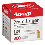 Aguila Ammuniti 138312 Aguila 1E092108 Centerfire Handgun  9mm Luger 124 gr Full Metal Jacket (FMJ) 300