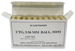 138514 Armscor 50174 Rifle Ammo M193 5.56x45mm NATO 55 gr Full Metal Jacket (FMJ) 20 Bx