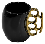Camp Co 142292 Caliber Gourmet CBG-M-1026 Caliber Gourmet Brass Knuckle Mug Black & Gold Cerami