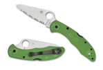 145193 Spyderco  Salt 2  3" Folding Clip Point Serrated H1 Steel Blade Green Bi-Directi