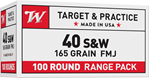 Winchester Ammu 15871 Winchester Ammo USA40SWVP Best Value 40 Smith & Wesson (S&W) 165 GR Full Metal J