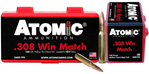 Atomic Ammuniti 26247 Atomic 00426 Rifle  308 Win 168 gr Hollow Point Boat Tail (HPBT) 50 Bx/ 10 Cs