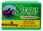 Sierra Bullets 30558 Sierra 1997 MatchKing  7mm .284 197 gr Hollow Point Boat-Tail (HPBT) 100 Per Box