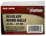 Traditions Inc 30900 Traditions A1647 Revolver  44 Cal Lead Ball .451 Dia 140 gr 100