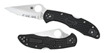 32208 Spyderco C11SBK Delica 4  2.88" Folding Drop Point Serrated VG-10 SS Blade/Black
