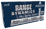 Fiocchi Ammunit 33929 Fiocchi 9AP Range Dynamics  9mm Luger 115 gr Full Metal Jacket (FMJ) 50 Bx/ 20 C
