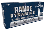 Fiocchi Ammunit 34087 Fiocchi 40SWA Range Dynamics  40 S&W 170 gr Full Metal Jacket Truncated-Cone (TC