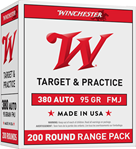 Winchester Ammu 414 Winchester Ammo USA380W USA  380 ACP 95 gr Full Metal Jacket (FMJ) 200 Bx/5 Cs (