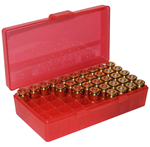 Mtm Molded Prod 42407 MTM Case-Gard P50-45-29 Case-Gard P-50 Multi-Caliber Handgun Clear Red Polypropy