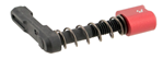 42816 Strike Industries ARSMCRED Magazine Catch  made of Black Steel with Red 6061-T6