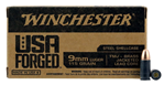 Winchester Ammu 46641 Winchester Ammo WIN9SV USA Forged 9mm Luger 115 gr Full Metal Jacket with Steel