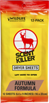54141 Wildlife Research 580 Scent Killer Dryer Sheets Odor Eliminator Autumn Scent 12
