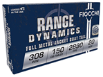 Fiocchi Ammunit 54477 Fiocchi 308A Rifle Shooting Dynamics 308 Win FMJ BT 150 GR 20Box/10Case