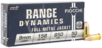 Fiocchi Ammunit 54481 Fiocchi 9APE Shooting Dynamics 9mm 158 GR FMJ 50 Bx/ 20 Cs