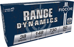 Fiocchi Ammunit 54484 Fiocchi 38LA Range Dynamics  38 Special 148 gr Lead Wadcutter (LDWC) 50 Bx/ 20 C