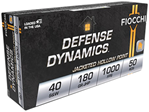 Fiocchi Ammunit 54486 Fiocchi 40SWE Defense Dynamics  40 S&W 180 gr Jacketed Hollow Point (JHP) 50 Bx/