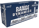 Fiocchi Ammunit 55836 Fiocchi 9APB Range Dynamics  9mm Luger 124 gr Full Metal Jacket (FMJ) 50 Bx/ 20