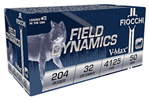 Fiocchi Ammunit 63046 Fiocchi 204HVA Field Dynamics  204 Ruger 32 gr V-Max Polymer Tip 50 Bx/ 20 Cs