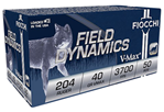 Fiocchi Ammunit 63047 Fiocchi 204HVB Field Dynamics  204 Ruger 40 gr V-Max Polymer Tip 50 Bx/ 20 Cs