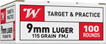 Winchester Ammunition  Winchester Ammo USA9MMVP USA  9mm Luger 115 gr Full Metal Jacket (FMJ) 100 Bx/10