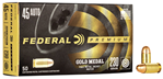 FEDERAL 68276 Federal GM45A Gold Medal  45 ACP 230 gr Full Metal Jacket (FMJ) 50 Bx/ 20 Cs