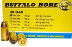 86248 Buffalo Bore Ammunition 38A/20 Pistol  45 GAP 185 gr Jacketed Hollow Point (JHP)