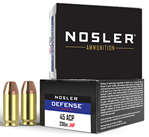 88265 Nosler 39645 Defense  45 ACP 230 gr Jacketed Hollow Point (JHP) 20 Bx/ 10 Cs