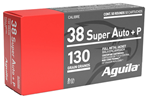 96093 Aguila 1E382112 Pistol  38 Super +P 130 gr Full Metal Jacket (FMJ) 50 Bx/ 20 Cs