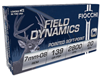 Fiocchi Ammunit 98262 Fiocchi 7MM08B Field Dynamics  7mm-08 Rem 139 gr Boat Tail Soft Point (BTSP) 20