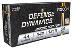 Fiocchi Ammunit 98273 Fiocchi 44A500 Defense Dynamics  44 Rem Mag 240 gr Jacketed Soft Point (JSP) 50