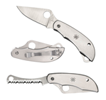 99842 Spyderco C176P&S Clipitool  Silver Stainless Steel Folding 8Cr13MoV SS 4.57"/4.5